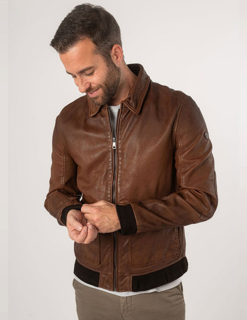 Chaqueta Gipsy de Cuero Dawson Marrón Hombre