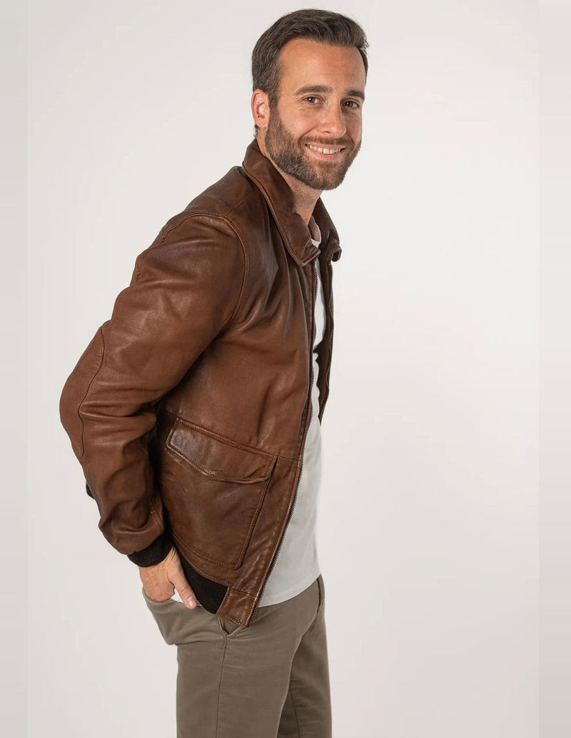 Chaqueta Gipsy de Cuero Dawson Marrón Hombre
