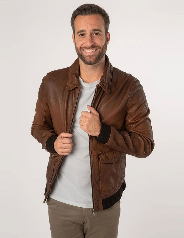 Chaqueta Gipsy de Cuero Dawson Marrón Hombre