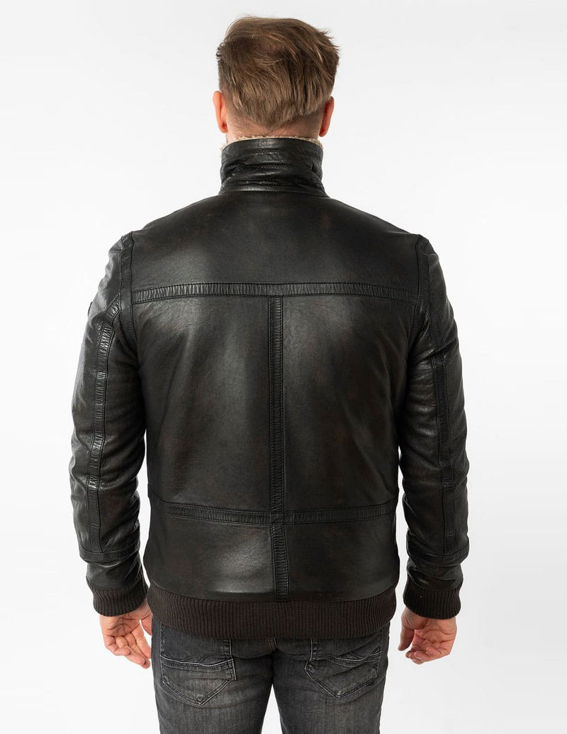 Cazadora Mauritius de Cuero Fyol Negra Hombre