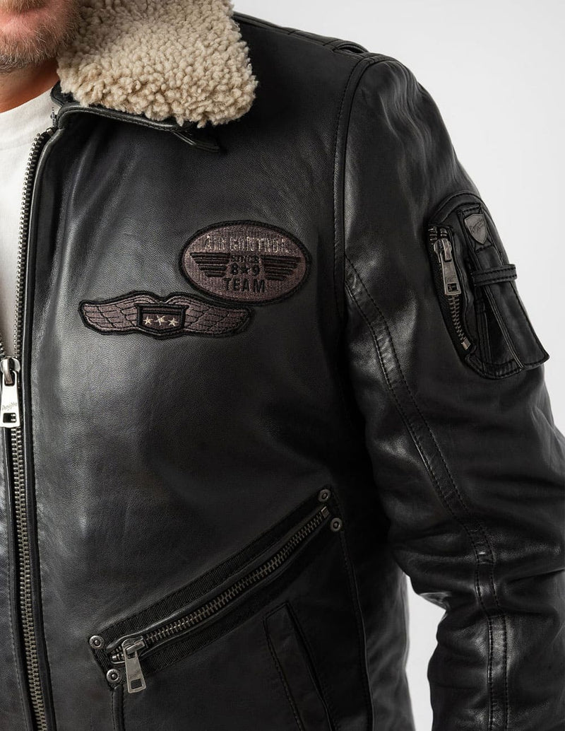 Cazadora Mauritius de Cuero Star Pilot Negra Hombre