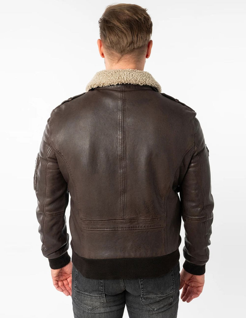 Cazadora Mauritius de Cuero Star Pilot Marrón Hombre