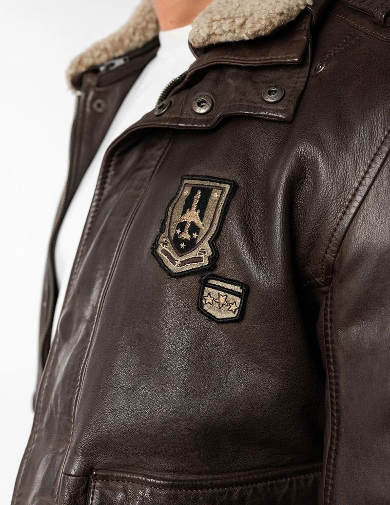 Cazadora Mauritius de Cuero Star Pilot Marrón Hombre