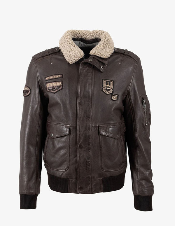 Cazadora Mauritius de Cuero Star Pilot Marrón Hombre