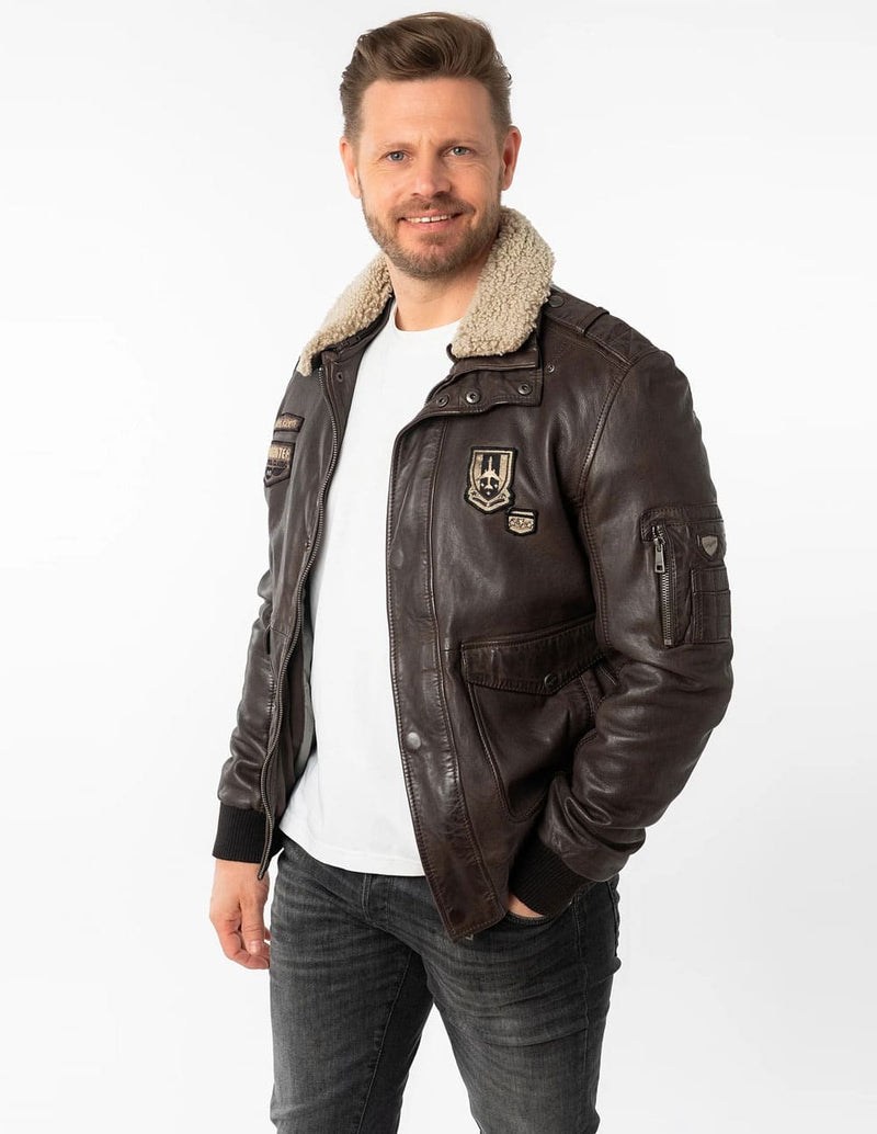 Cazadora Mauritius de Cuero Star Pilot Marrón Hombre