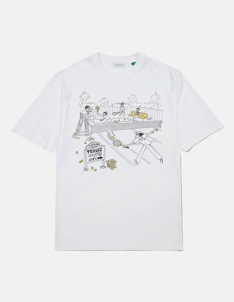 Camiseta Edmmond Studios Tennis Courts Blanca Hombre