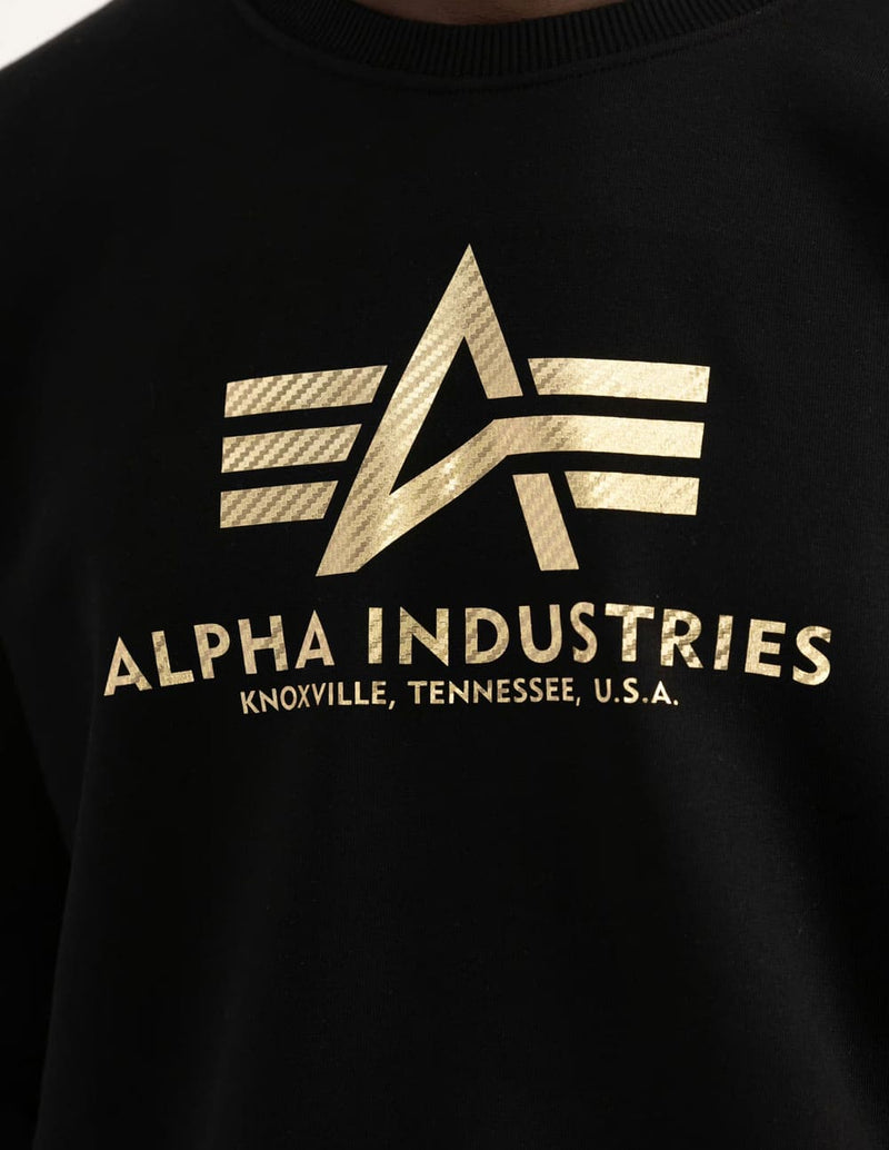 Sudadera Alpha Indutries Basic Carbon Negra Hombre