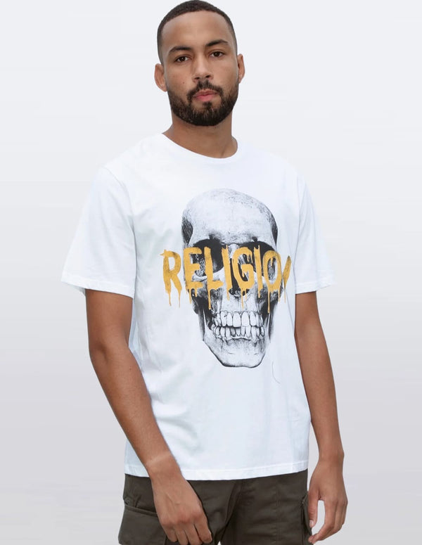 Camiseta RELIGION Skull Graphic Blanca Hombre
