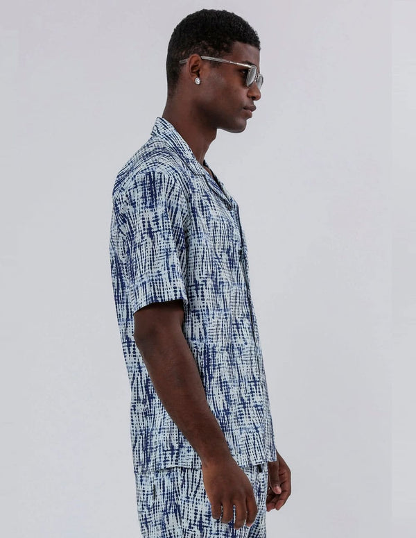 Camisa RELIGION Drip Tie Azul y Blanca Hombre