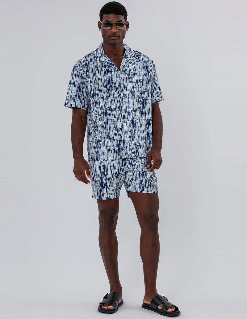 Pantalón Corto RELIGION Drip Tie Azul y Blanco Hombre