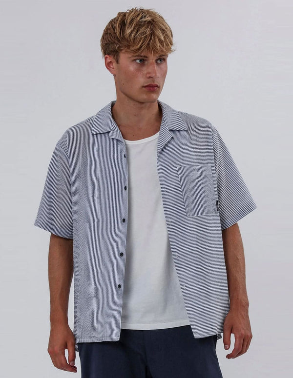 Camisa RELIGION Illusion Azul y Blanca Hombre