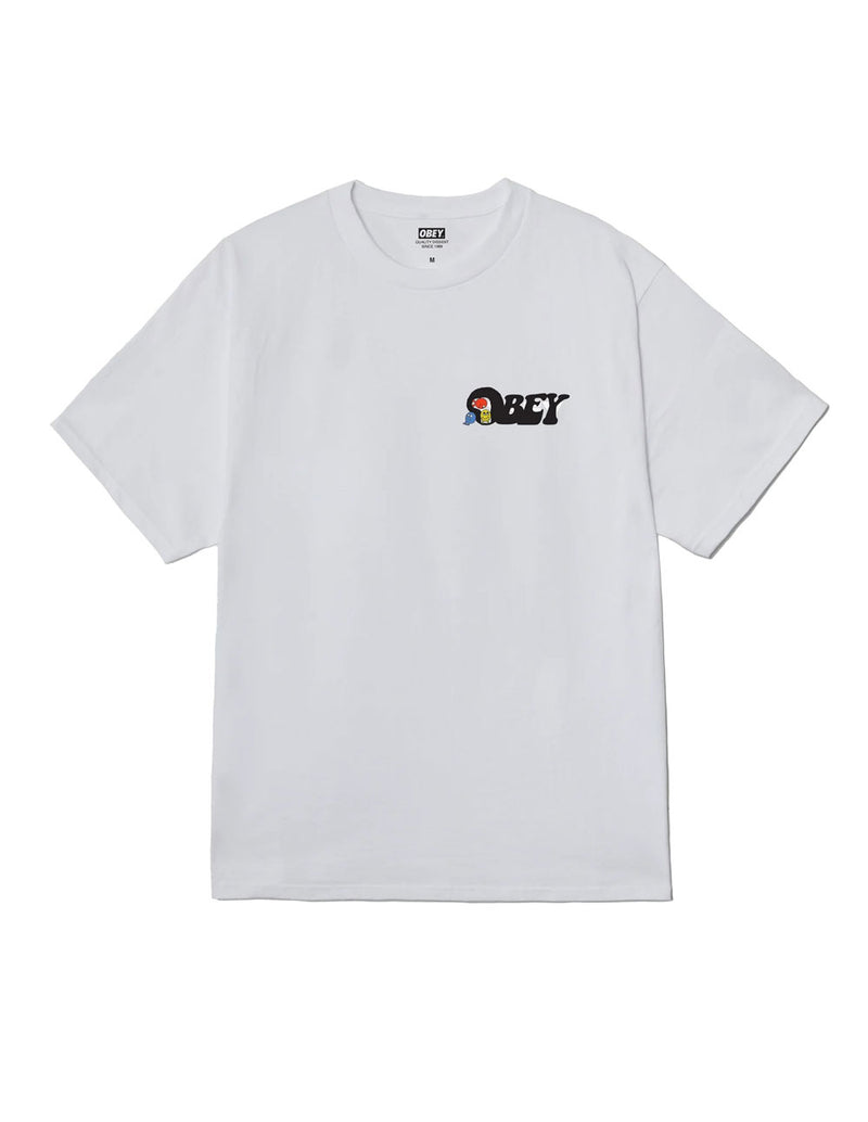 Camiseta Obey Earth Drop Out Blanca Unisex