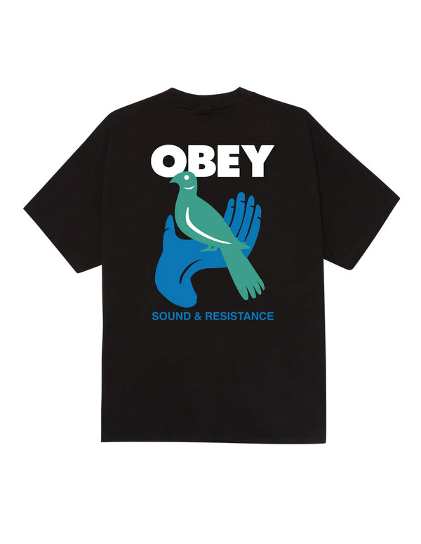 Camiseta Obey Sound & Resistance Bird Negra Hombre