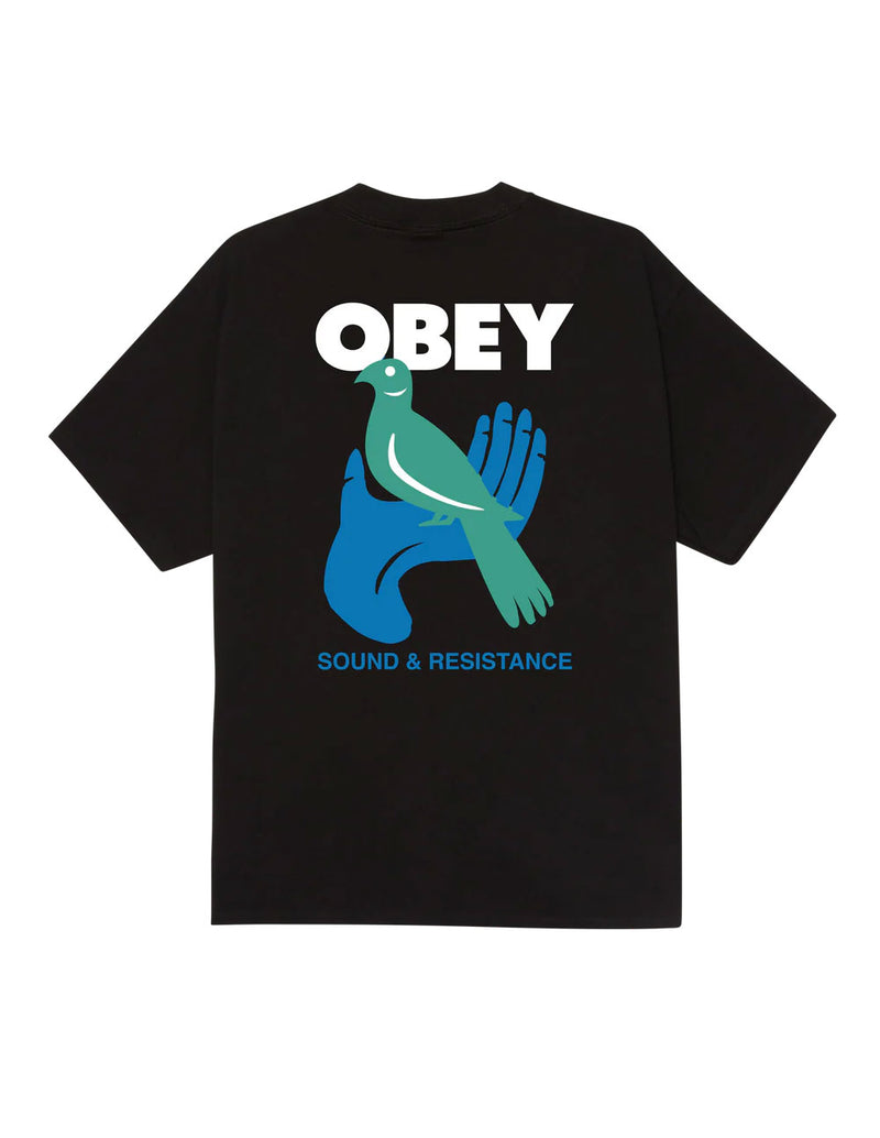 Camiseta Obey Sound & Resistance Bird Negra Hombre