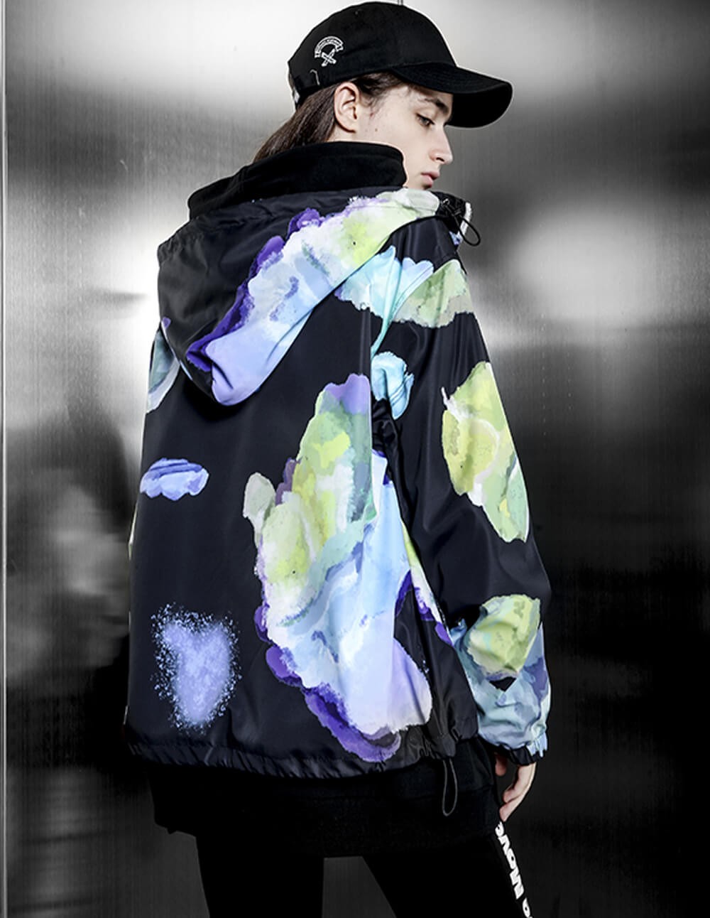 Mod Wave Movement Jacket Black with Color Splash Unisex