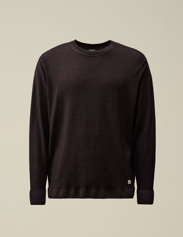 Jersey C.P. Company Merino Wool Fast Dyed Crew Neck Logo Knit Morado Hombre