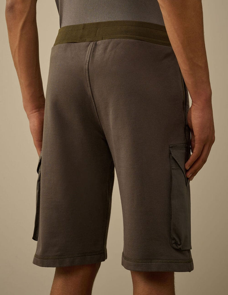 Pantalón Corto C.P. Company Diagonal Fleece Mixed Marrón Hombre
