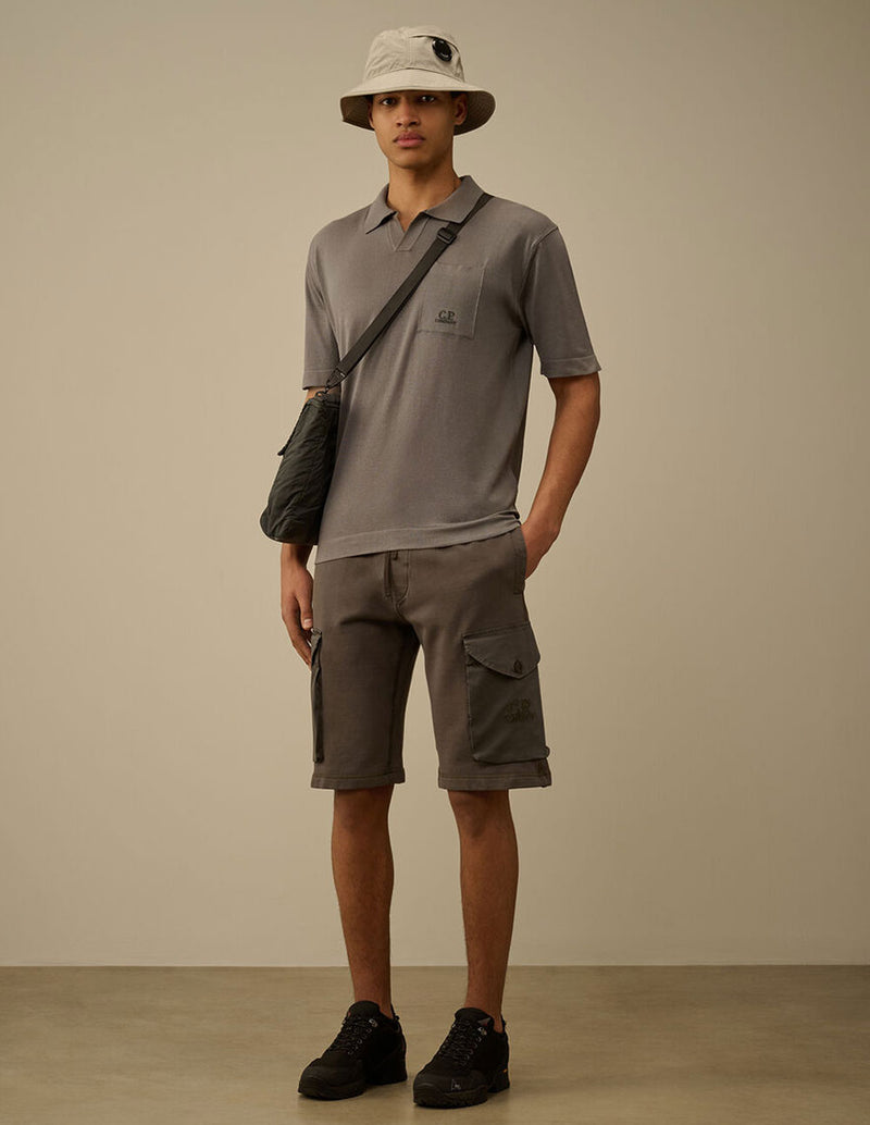 Pantalón Corto C.P. Company Diagonal Fleece Mixed Marrón Hombre