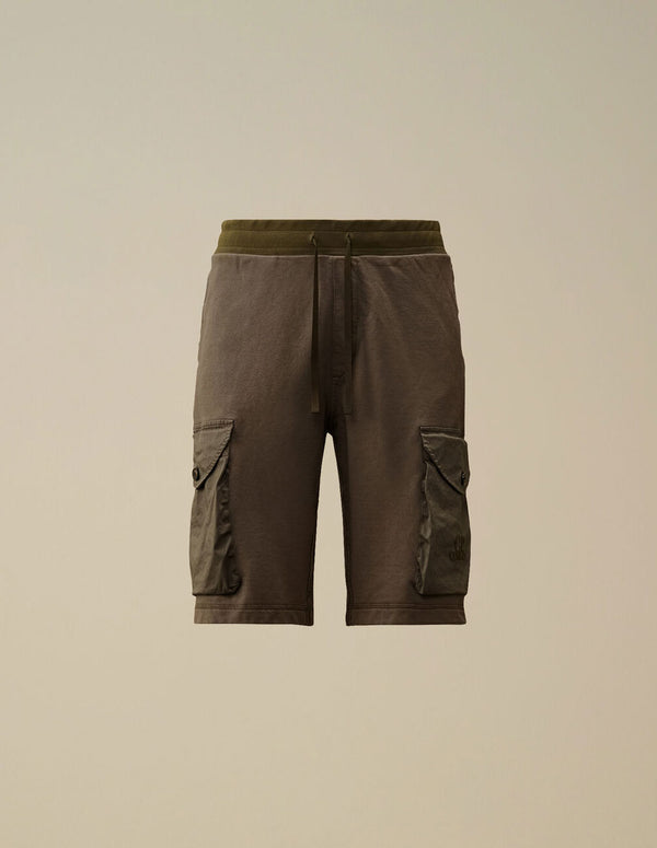 Pantalón Corto C.P. Company Diagonal Fleece Mixed Marrón Hombre