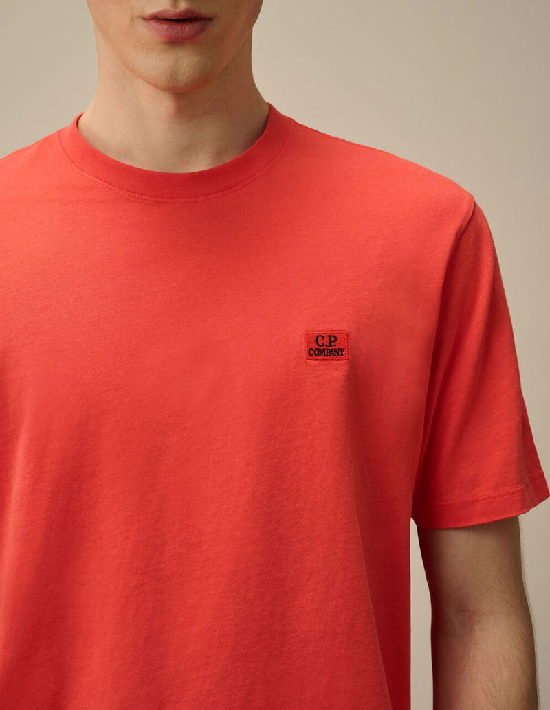 Camiseta C.P. Company Logo Patch Naranja Hombre