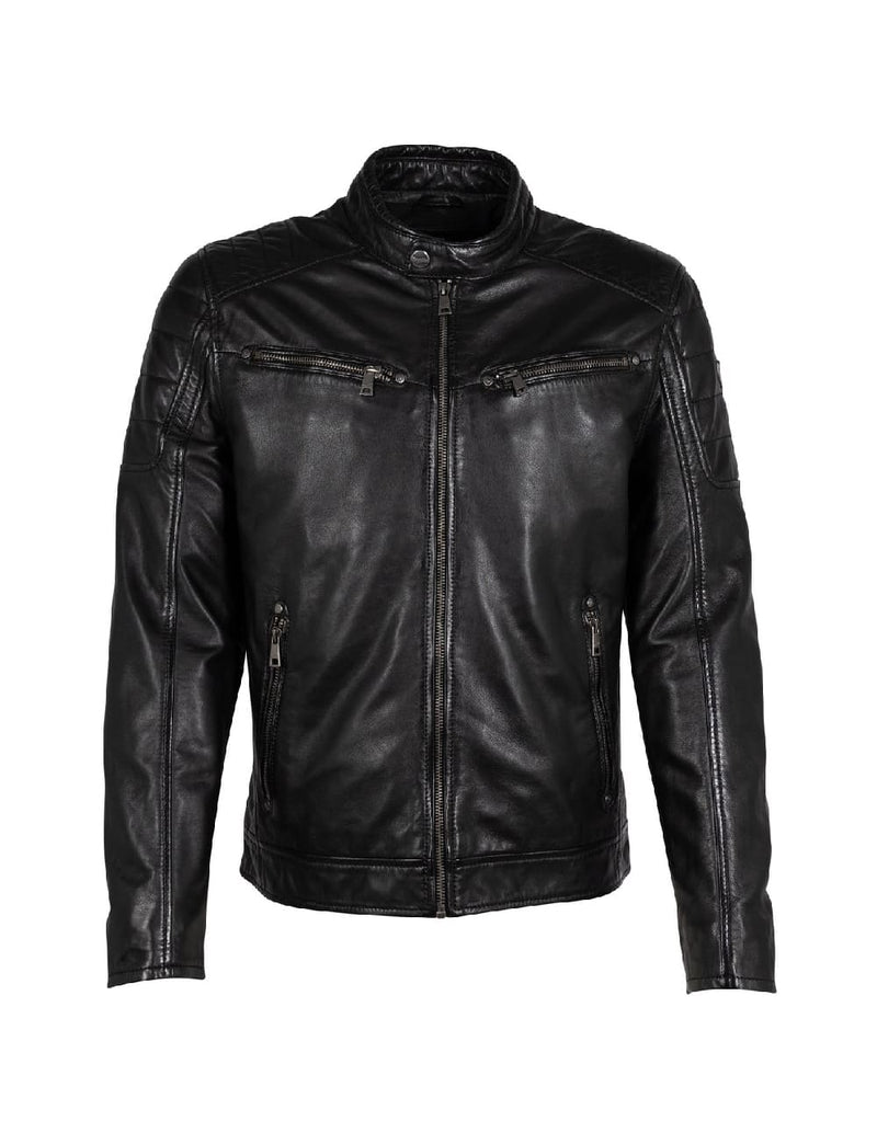 Chaqueta Gipsy de Cuero Derry Negra Hombre