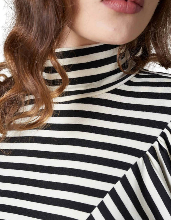 Silvian Heach Women's Black and White Long Sleeve Striped T-shirt