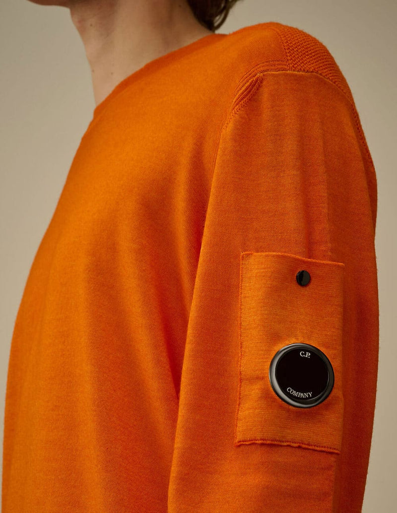 Jersey C.P. Company Merino Wool Crewneck Lens Naranja Hombre