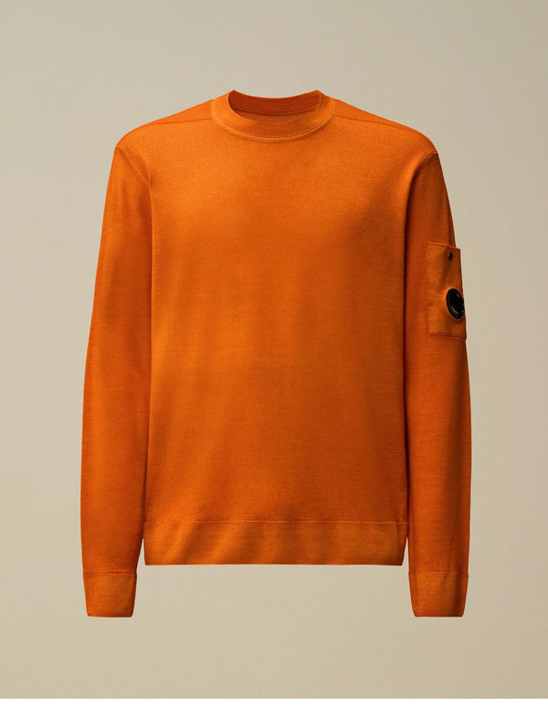 Jersey C.P. Company Merino Wool Crewneck Lens Naranja Hombre