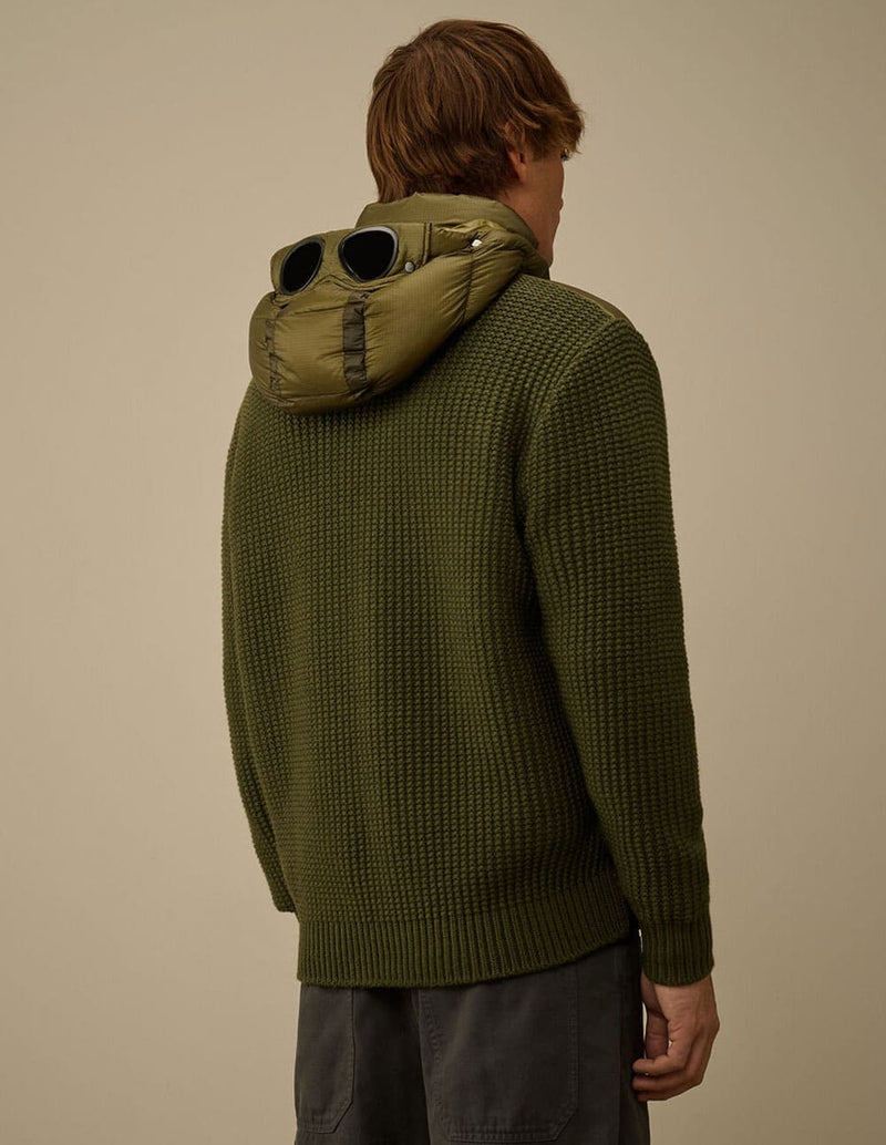 Chaqueta C.P. Company Extrafine Merino Wool Mixed Full Zip Goggle Verde Hombre