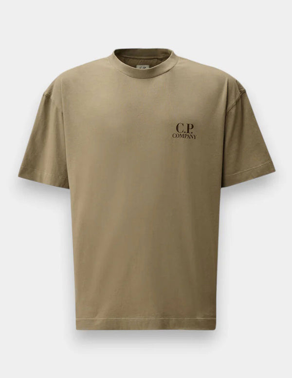 Camiseta C.P. Company con Logo Marrón Hombre