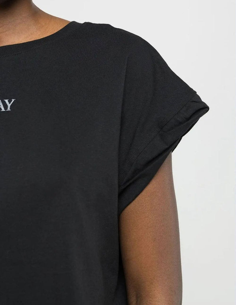 Camiseta Replay con Logo Estampado Negra Mujer