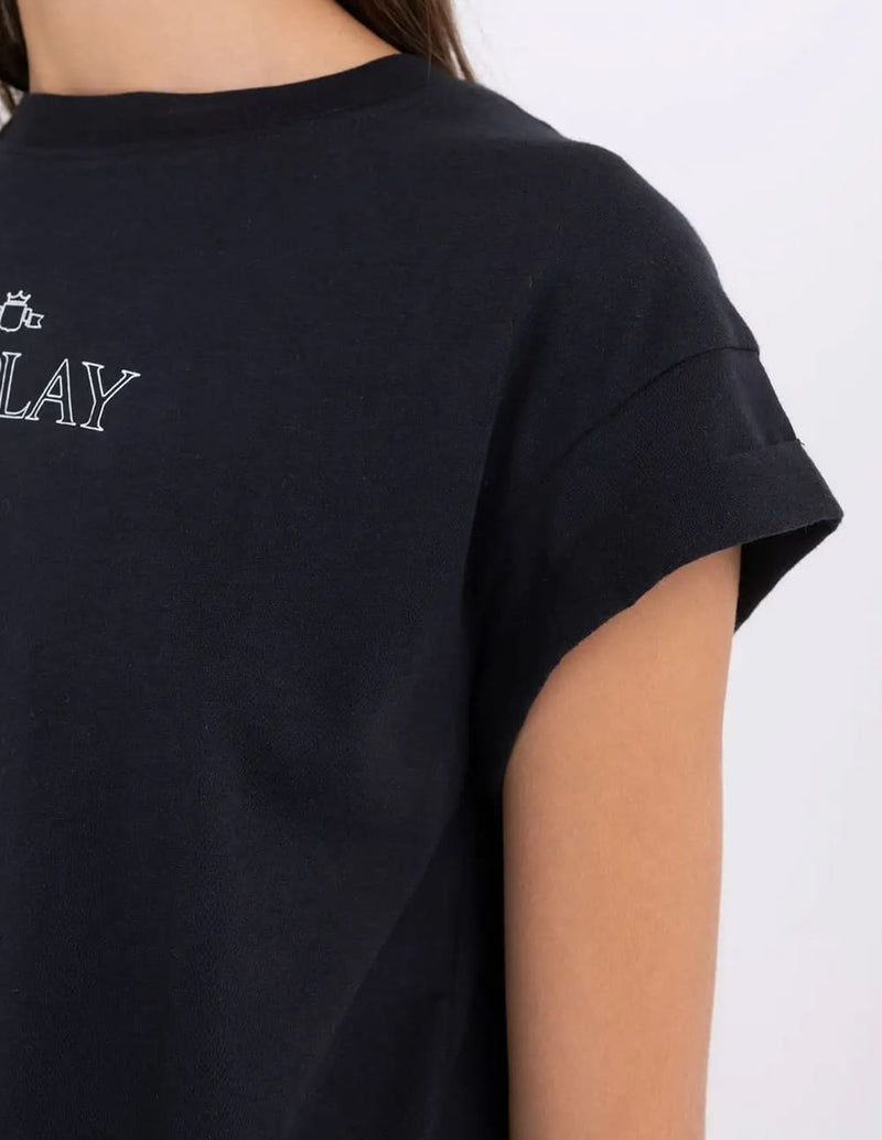 Camiseta Replay con Logo Archivio Negra Mujer