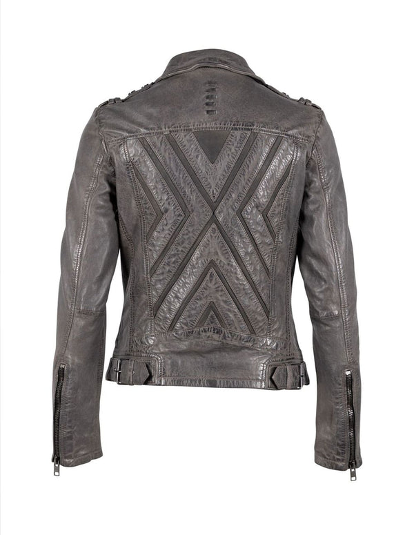 Chaqueta Gipsy de Cuero Kyra Gris Mujer