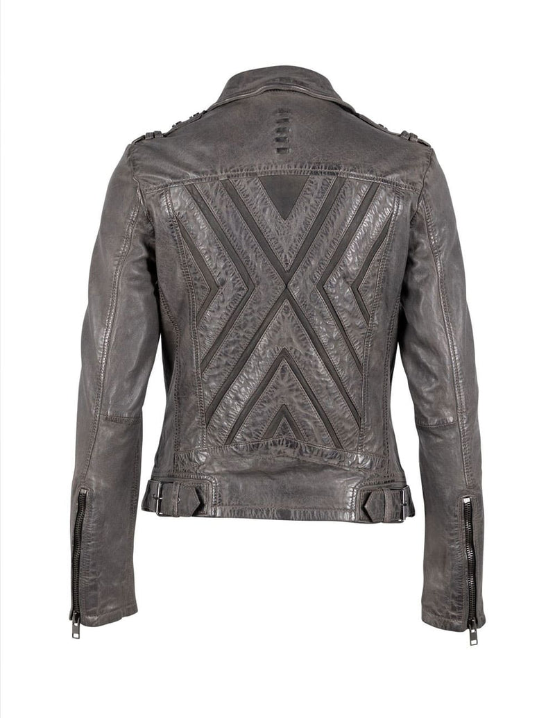 Chaqueta Gipsy de Cuero Kyra Gris Mujer