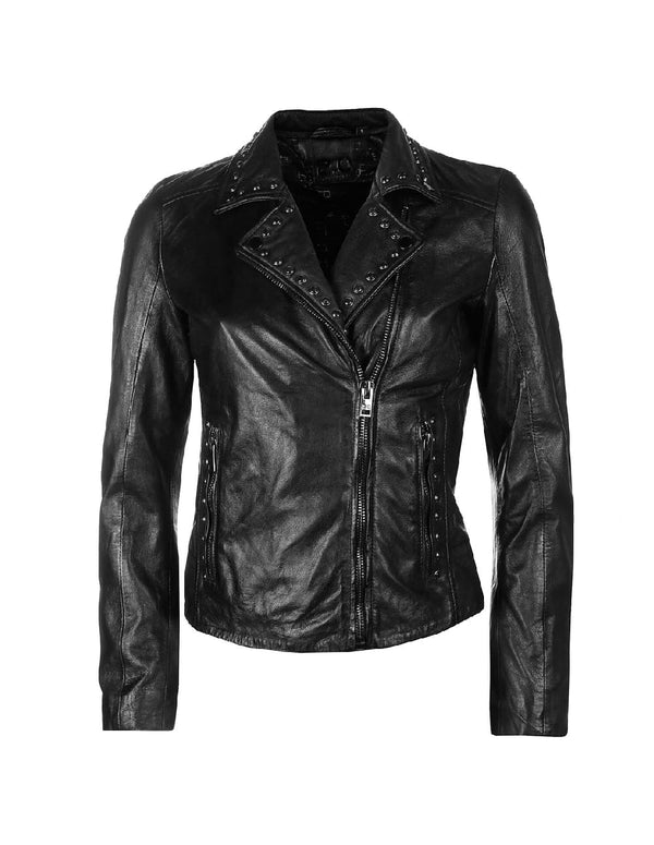 Chaqueta Gipsy de Cuero Benja Negra Mujer