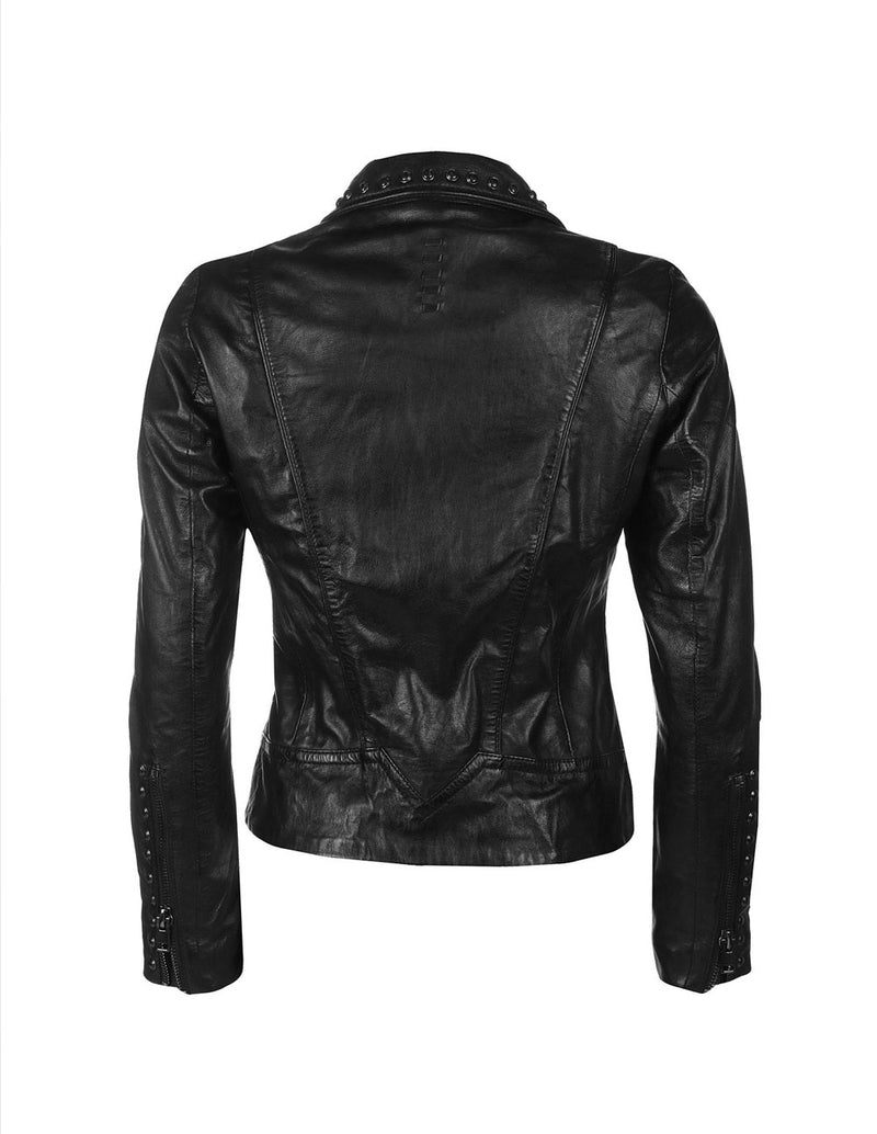 Chaqueta Gipsy de Cuero Benja Negra Mujer