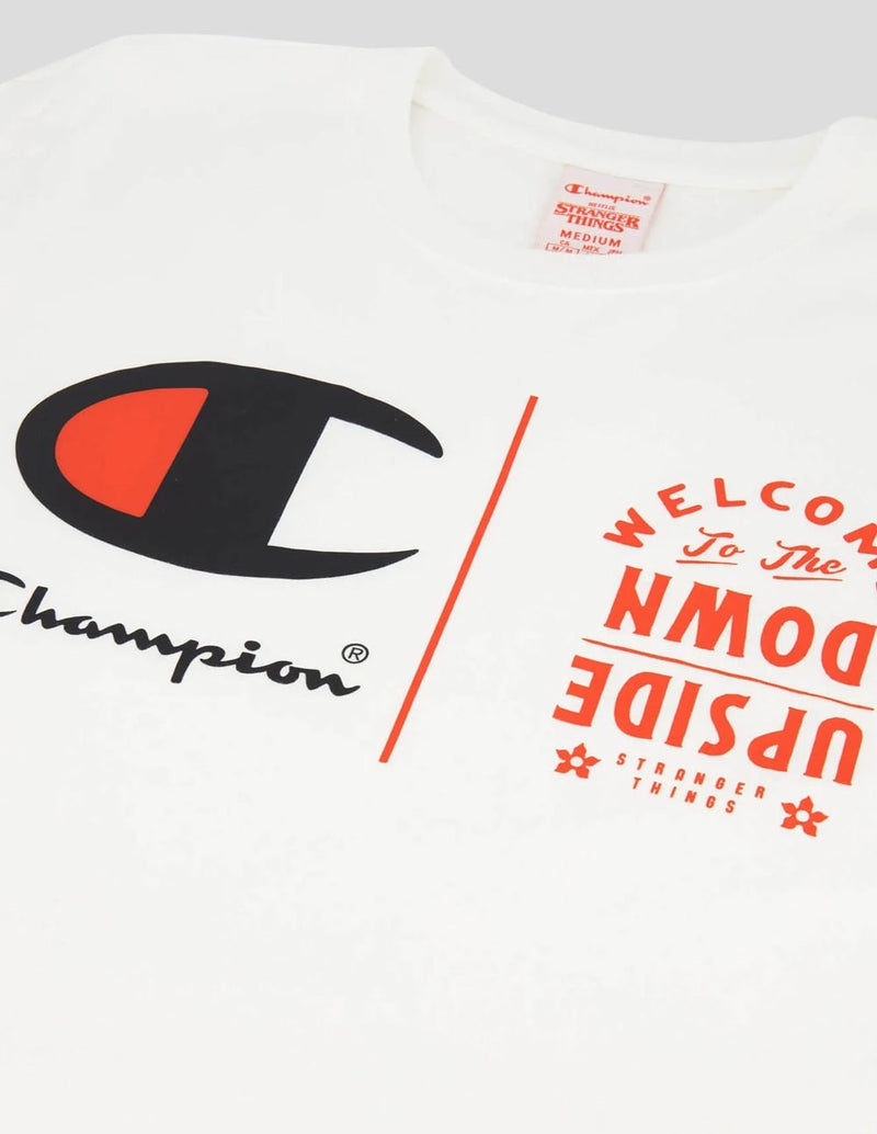 Camiseta Champion x Stranger Things Blanca Unisex
