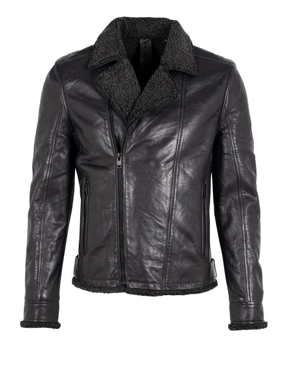 Chaqueta de Cuero Gipsy Enno Negra Hombre