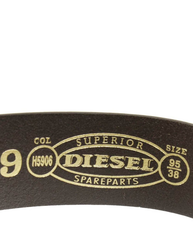 DIESEL Leather Belt with Logo in Brown Buckle for Man