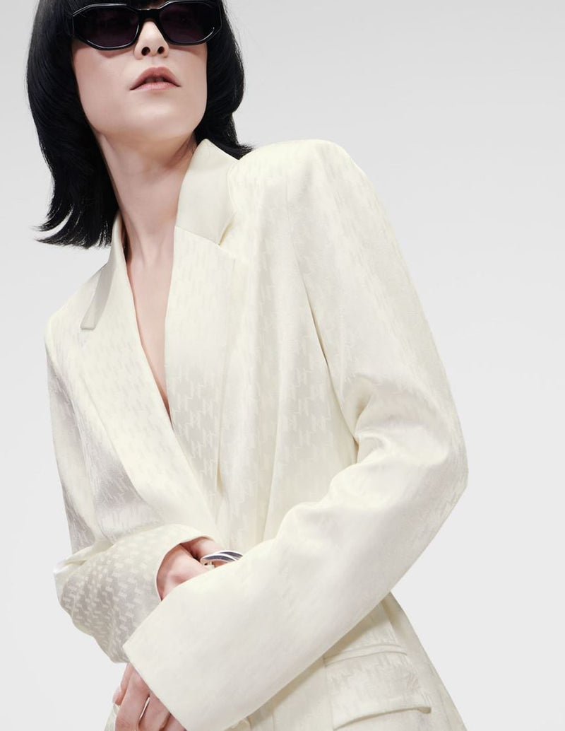 Blazer Karl Lagerfeld de Satén con Logo Blanca Mujer