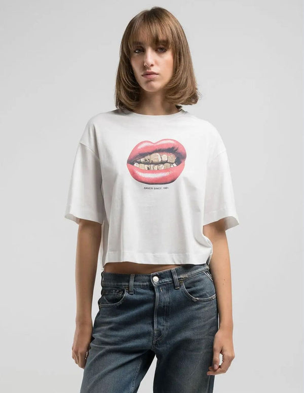 Camiseta Replay con Estampado Blanca Mujer