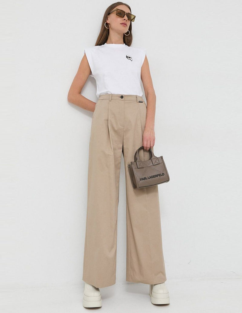 Karl Lagerfeld Wide Beige Women's Trousers