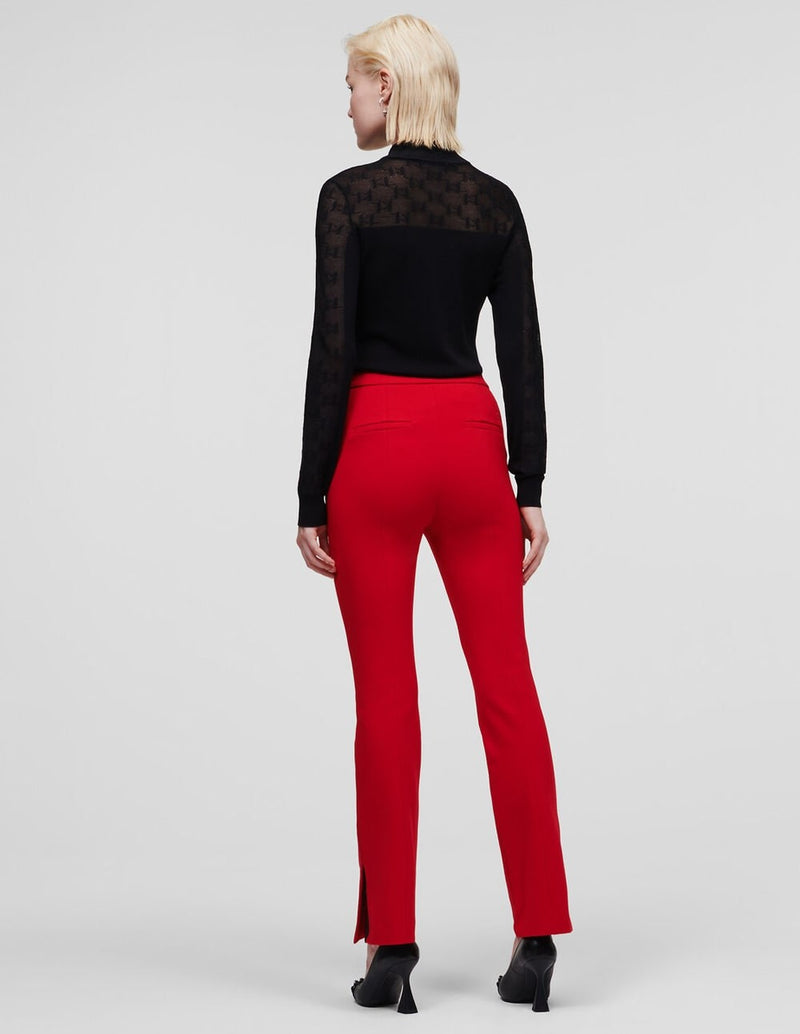 Pantalón Karl Lagerfeld con Aberturas Rojo Mujer