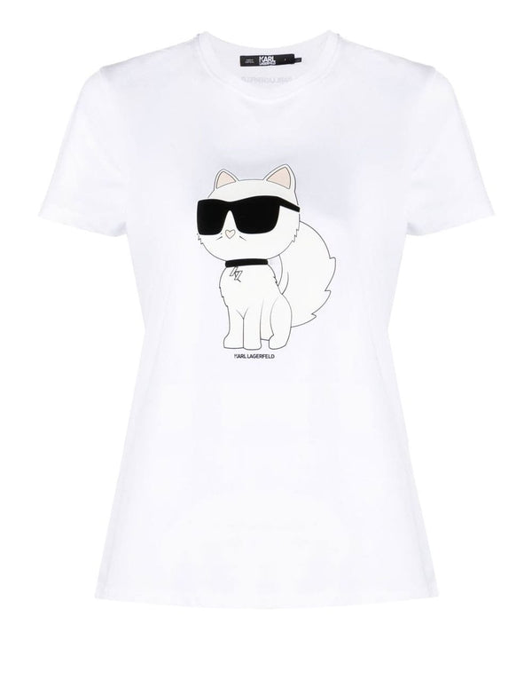 Camiseta Karl Lagerfeld Choupette Ikonic 2.0 Blanca Mujer