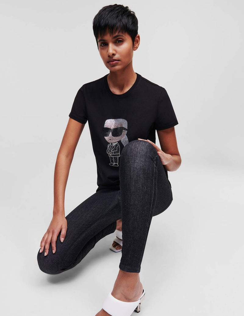 Karl Lagerfeld T-shirt with Stones Karl Iconik Black Woman
