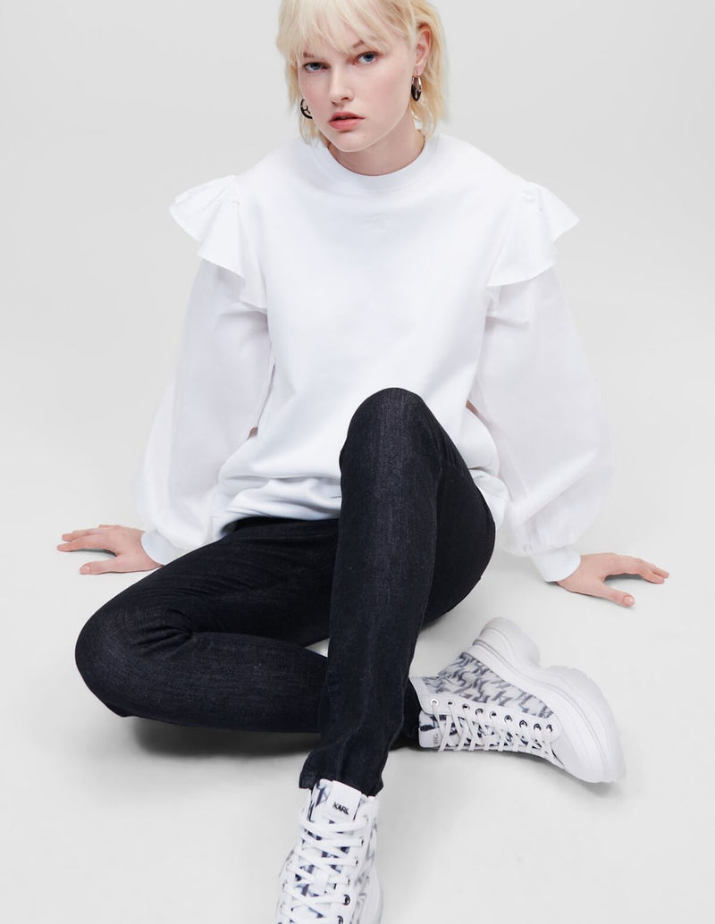 Sudadera Karl Lagerfeld Fabric Mix Blanca Mujer