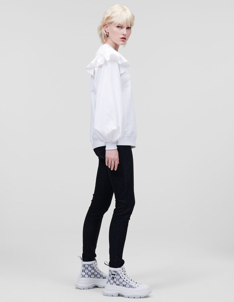 Karl Lagerfeld Fabric Mix White Sweatshirt Woman