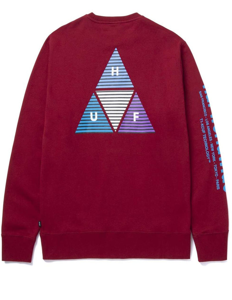 HUF Triple Triangle Burgundy Men's Sweatshirt