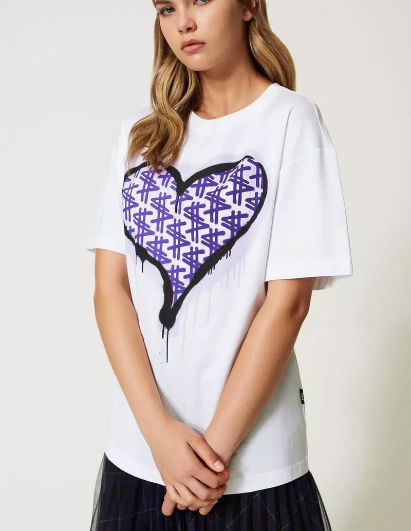 Camiseta TWINSET Myfo con Estampado Fluor Blanca Mujer