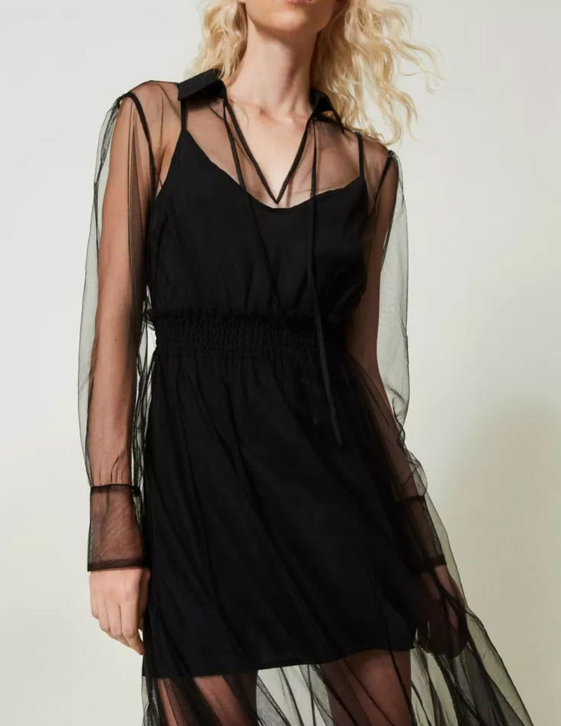 Vestido TWINSET de Tul Negro Mujer